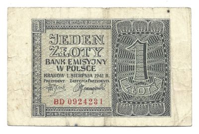 Banknot – 1 ZŁOTY, 1941 r.