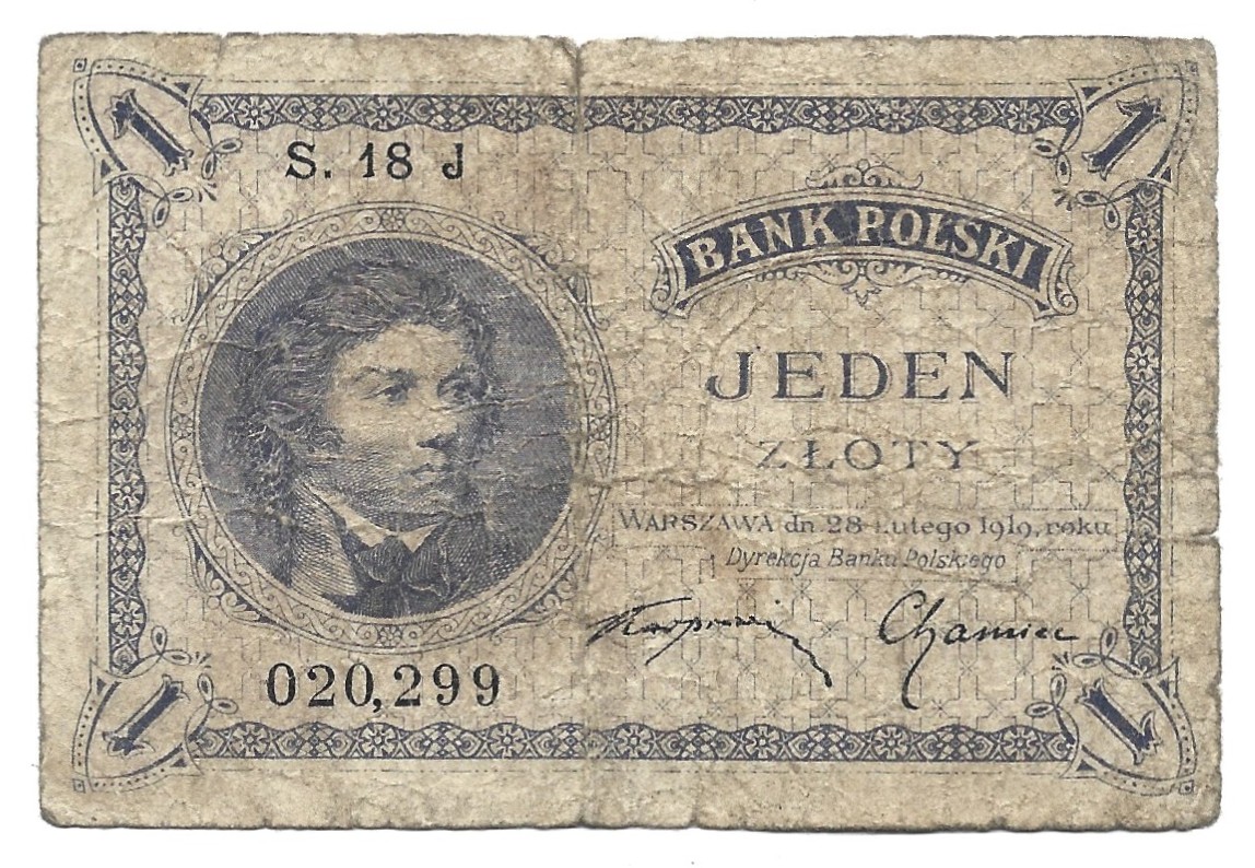 Banknot – 1 ZŁOTY, 1919 r.