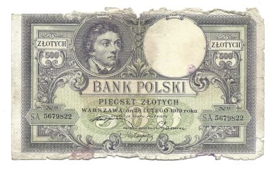 Banknot - 500 złotych, 1919 r.