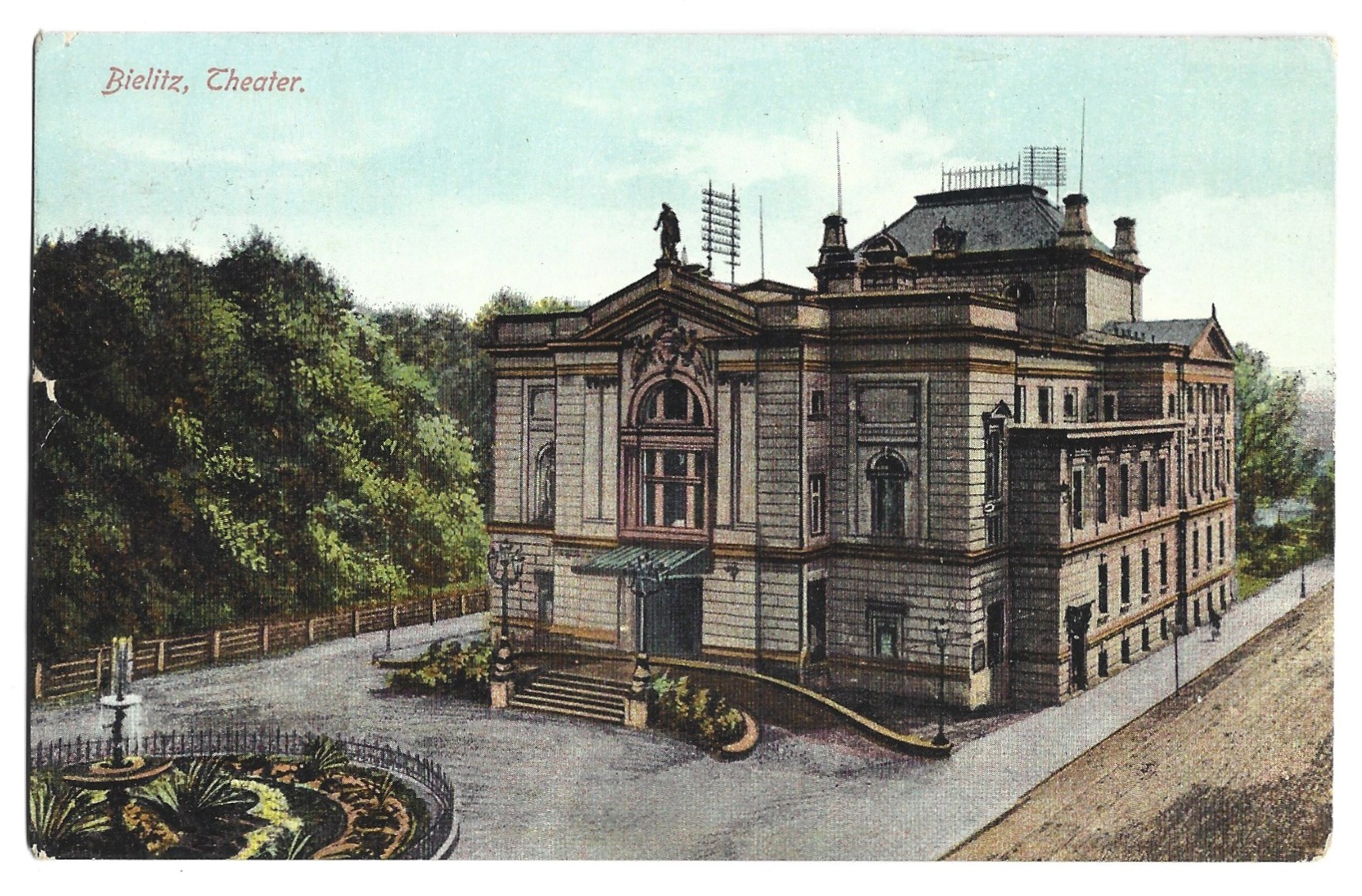 Pocztówka - Bielitz. Theater - Bielsko. Teatr [Bielsko-Biała] - 1909 r.