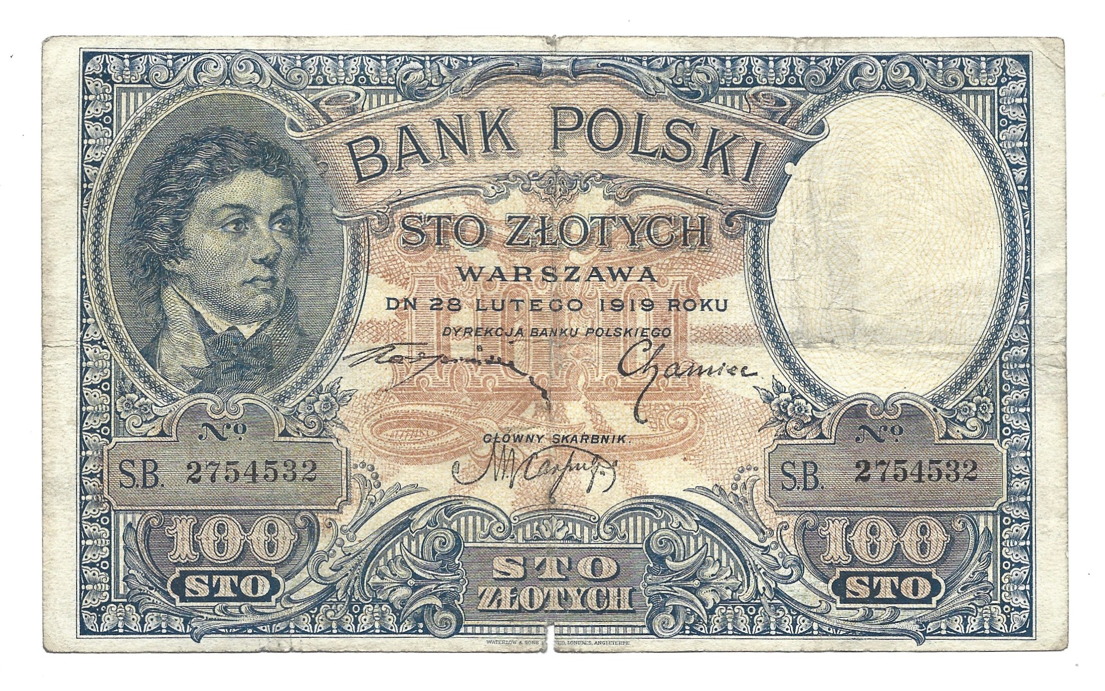 Banknot – 100 złotych, 1919 r.