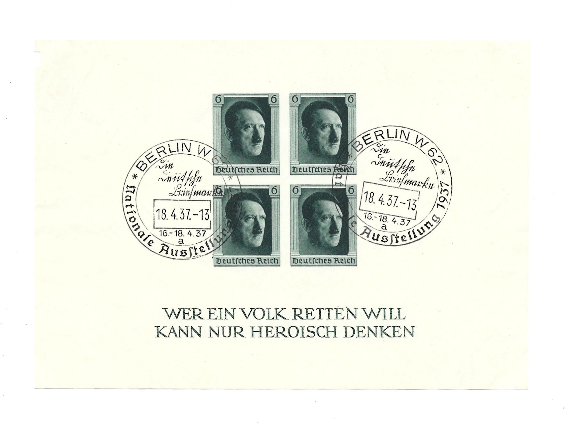 Zestaw znaczków – ADOLF HITLER / Deutsches Reich, BERLIN W 62 - Nationale Ausstellung 1937