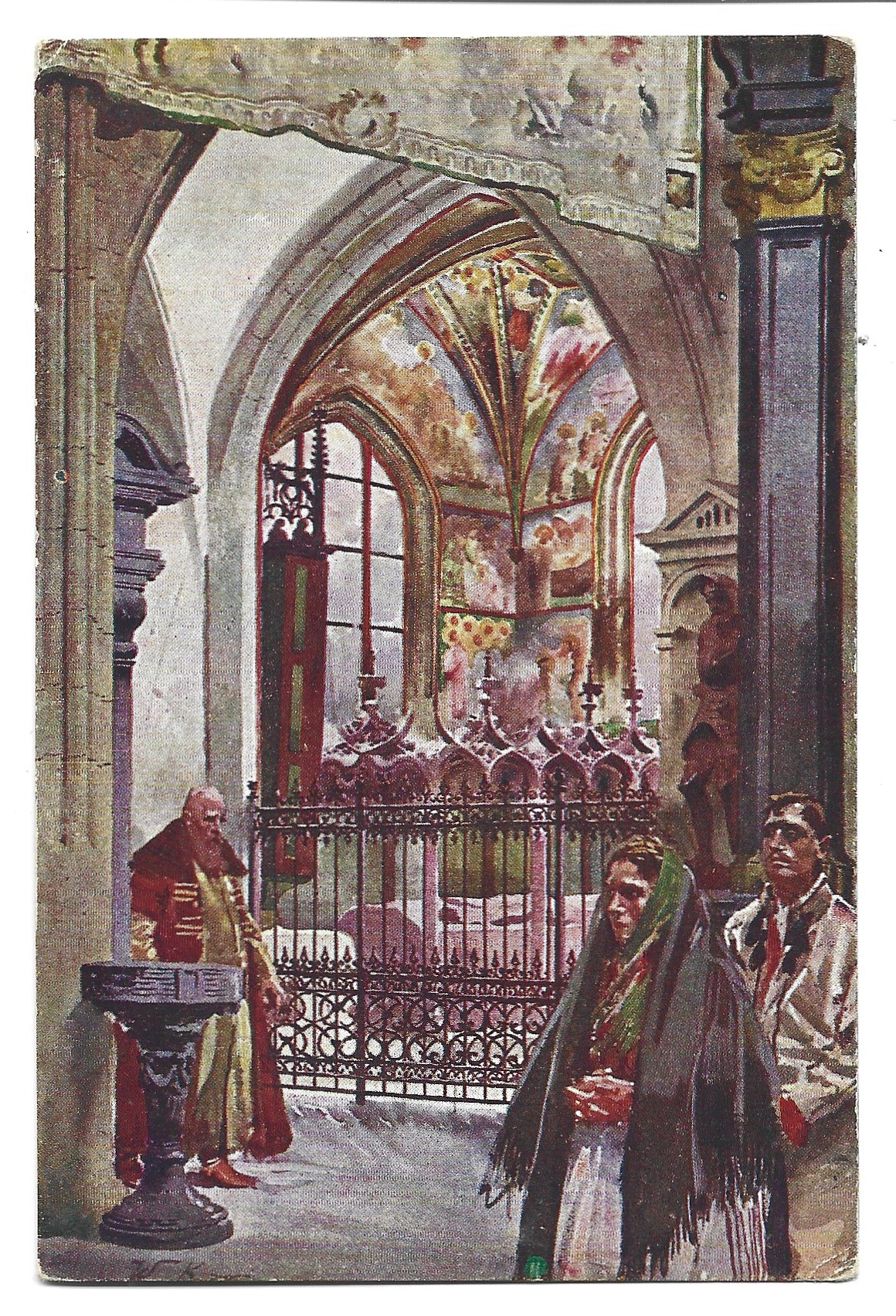 Pocztówka - KRAKÓW. WAWEL. Kaplica św. Krzyża - Mal. St. Tondos i W. Kossak