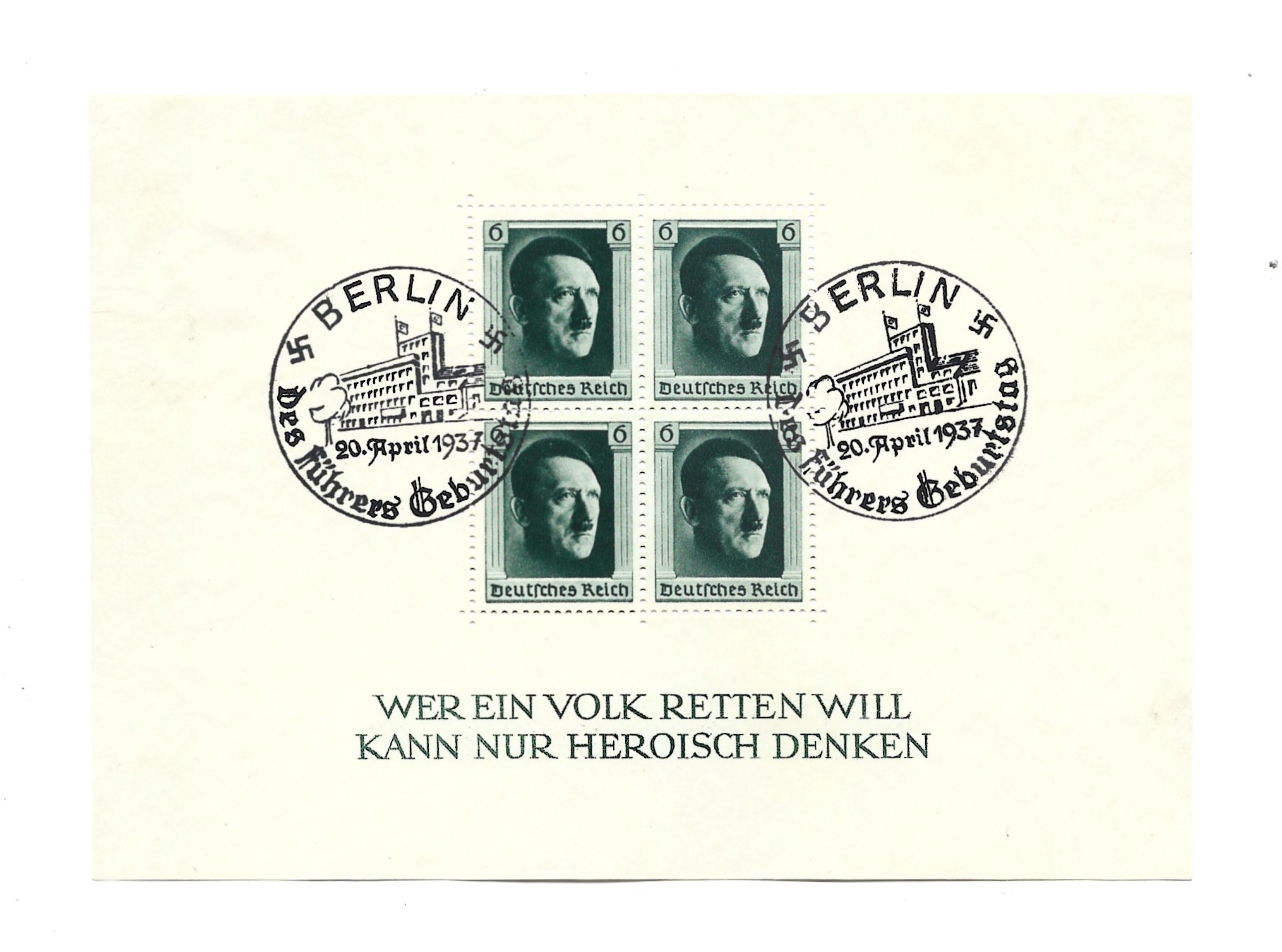 Zestaw znaczków – ADOLF HITLER / Deutsches Reich, BERLIN-Des Fuhrers Geburstag – 20. April. 1937