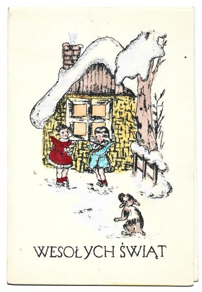 Pocztówka bożonarodzeniowa WESOŁYCH ŚWIĄT – 1959 r.