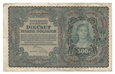 Banknot – PIĘĆSET MAREK POLSKICH, 1919 r.