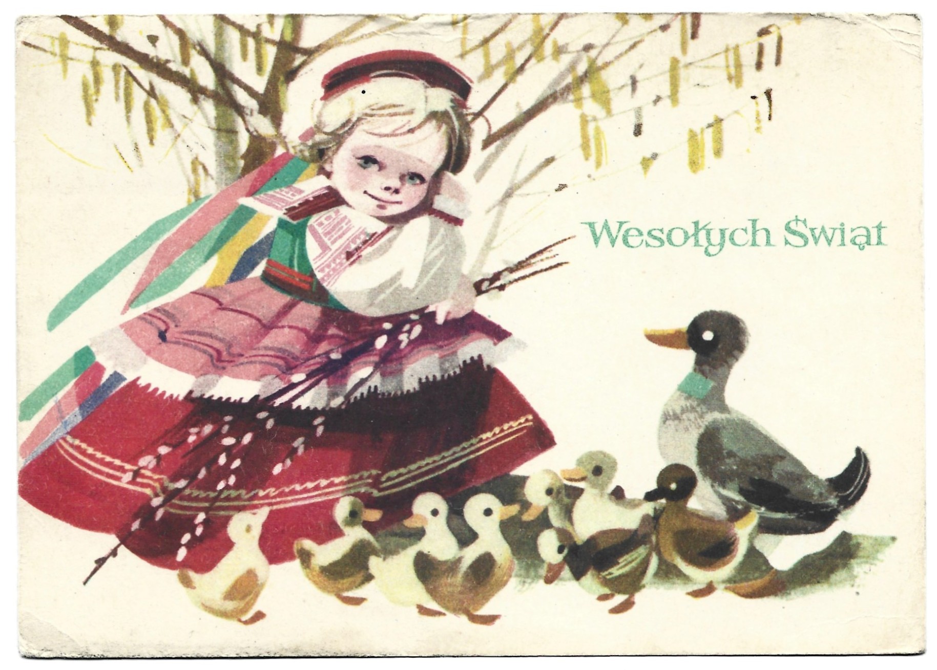 Pocztówka wielkanocna WESOŁYCH ŚWIĄT – Maria Orłowska-Gabryś, 1967 r.