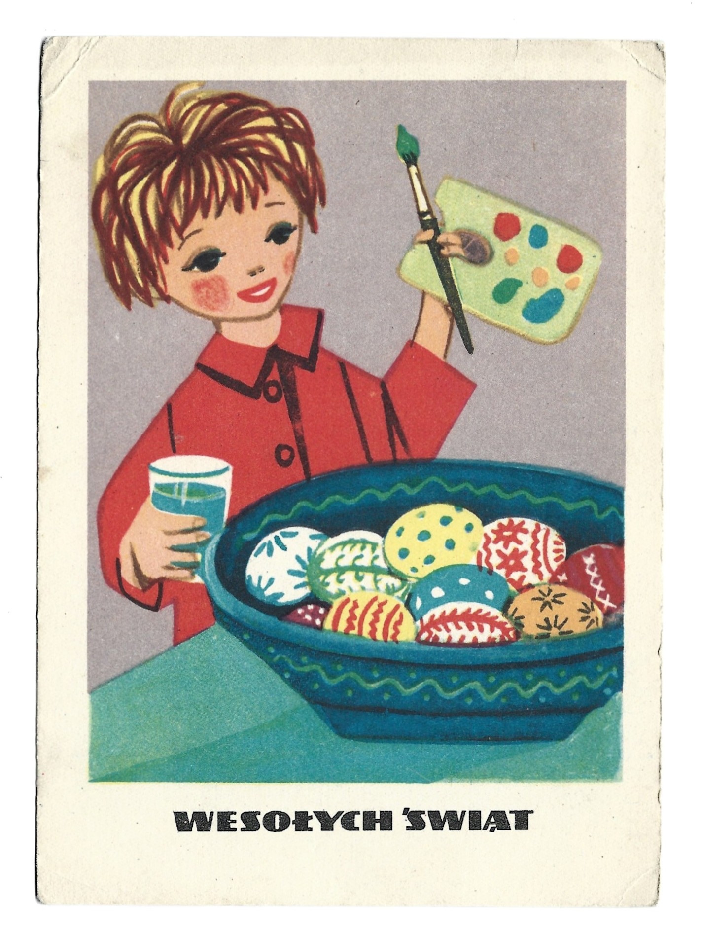 Pocztówka wielkanocna WESOŁYCH ŚWIĄT – Jadwiga Iwaszkiewicz, 1961 r.