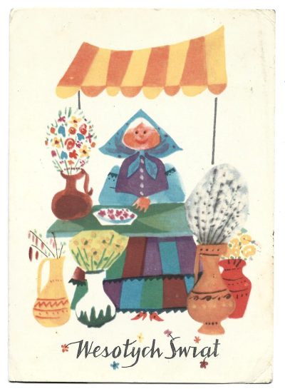 Pocztówka wielkanocna Wesołych Świąt – Maria Uszacka, 1963 r.