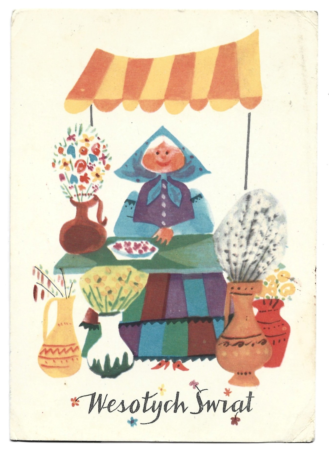 Pocztówka wielkanocna Wesołych Świąt – Maria Uszacka, 1963 r.