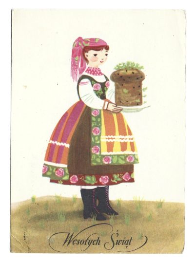 Pocztówka wielkanocna Wesołych Świąt – Maria Mackiewicz, 1963 r.