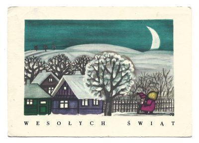 Pocztówka bożonarodzeniowa – WESOŁYCH ŚWIĄT – Olga Siemaszko, 1961 r.
