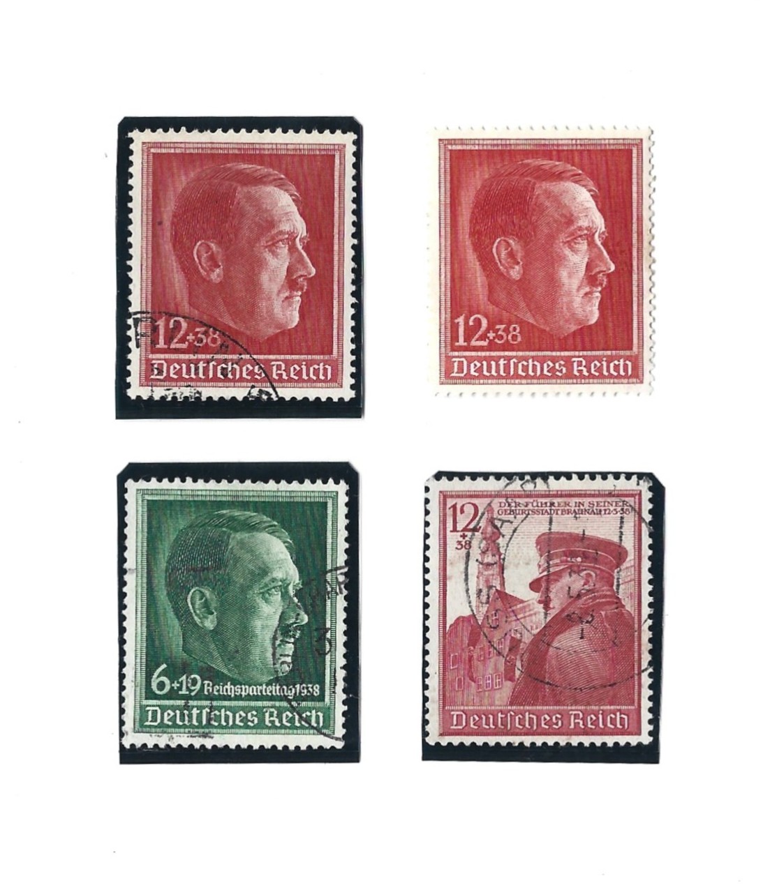 Zestaw znaczków - DEUTSCHES REICH / Reichsparteitag 1938 / Der Fuhrer in Seiner Geburtsstadt Braunau 12.3.38