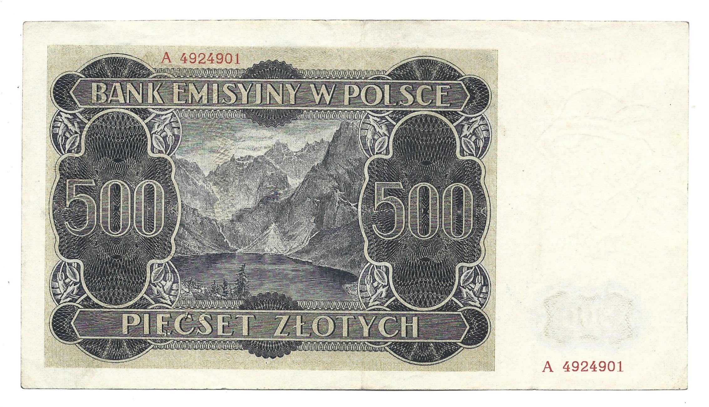 Banknot – 500 ZŁOTYCH, 1940 r.