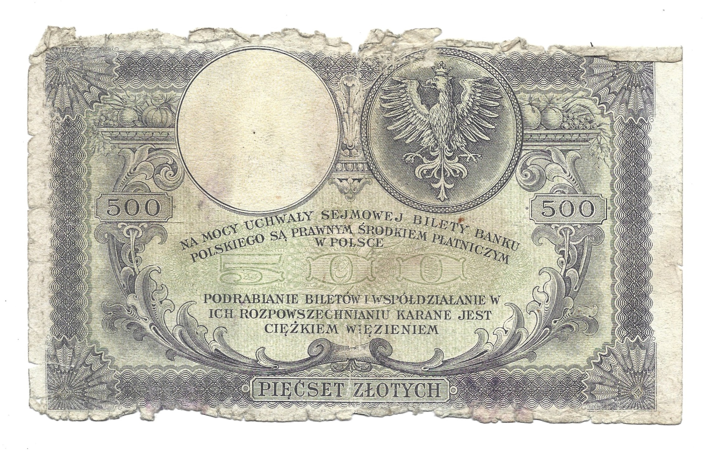 Banknot - 500 złotych, 1919 r.