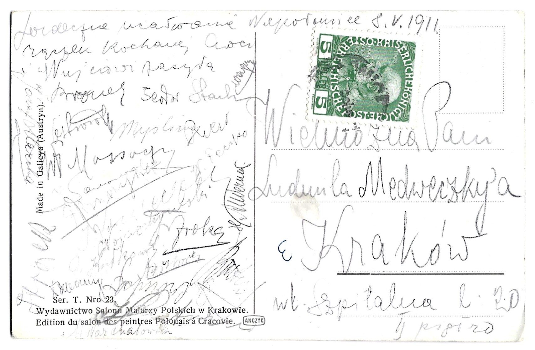 Pocztówka - KRAKÓW. Klasztor Zwierzyniecki - mal. Stanisław Tondos, 1911 r.