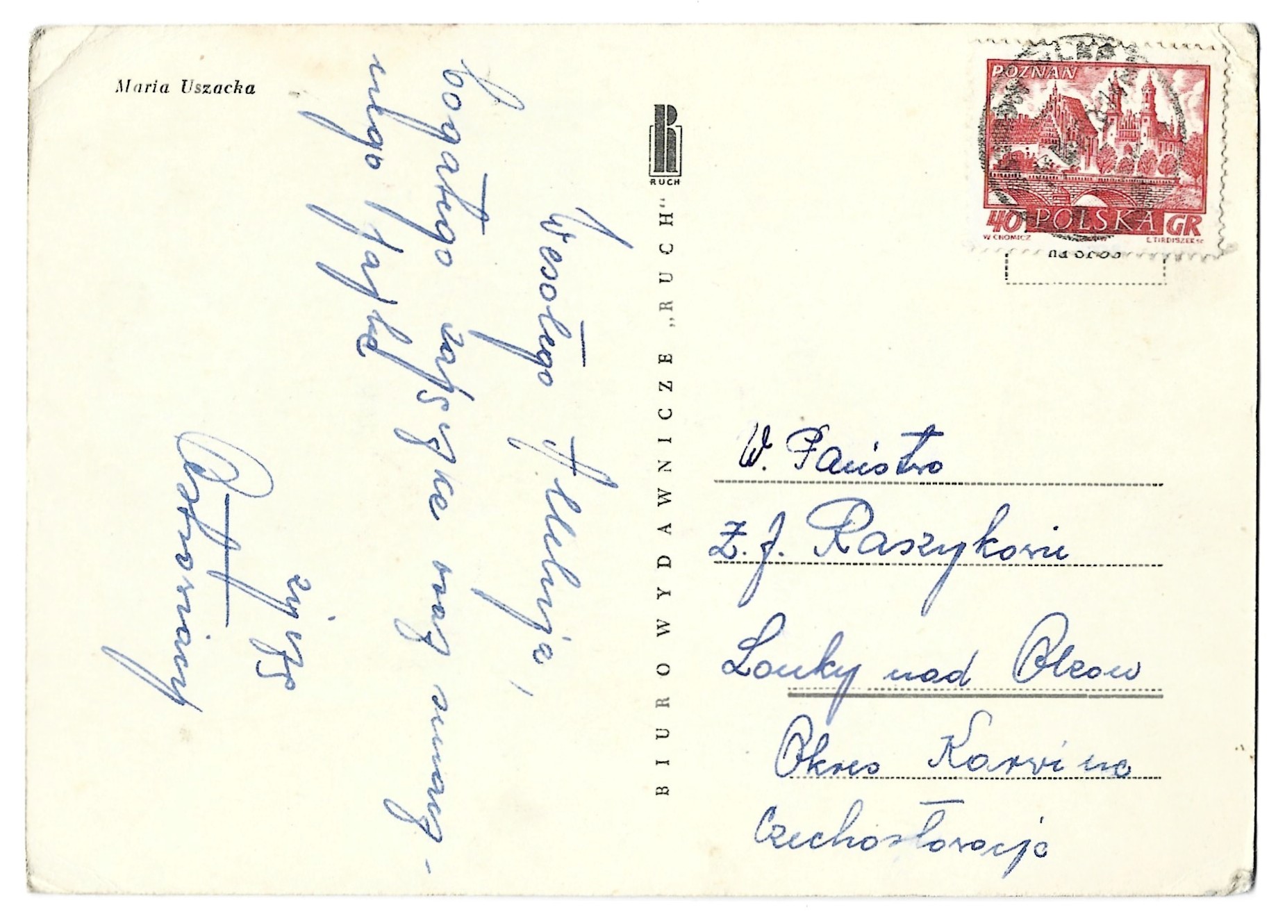 Pocztówka wielkanocna Wesołych Świąt – Maria Uszacka, 1963 r.