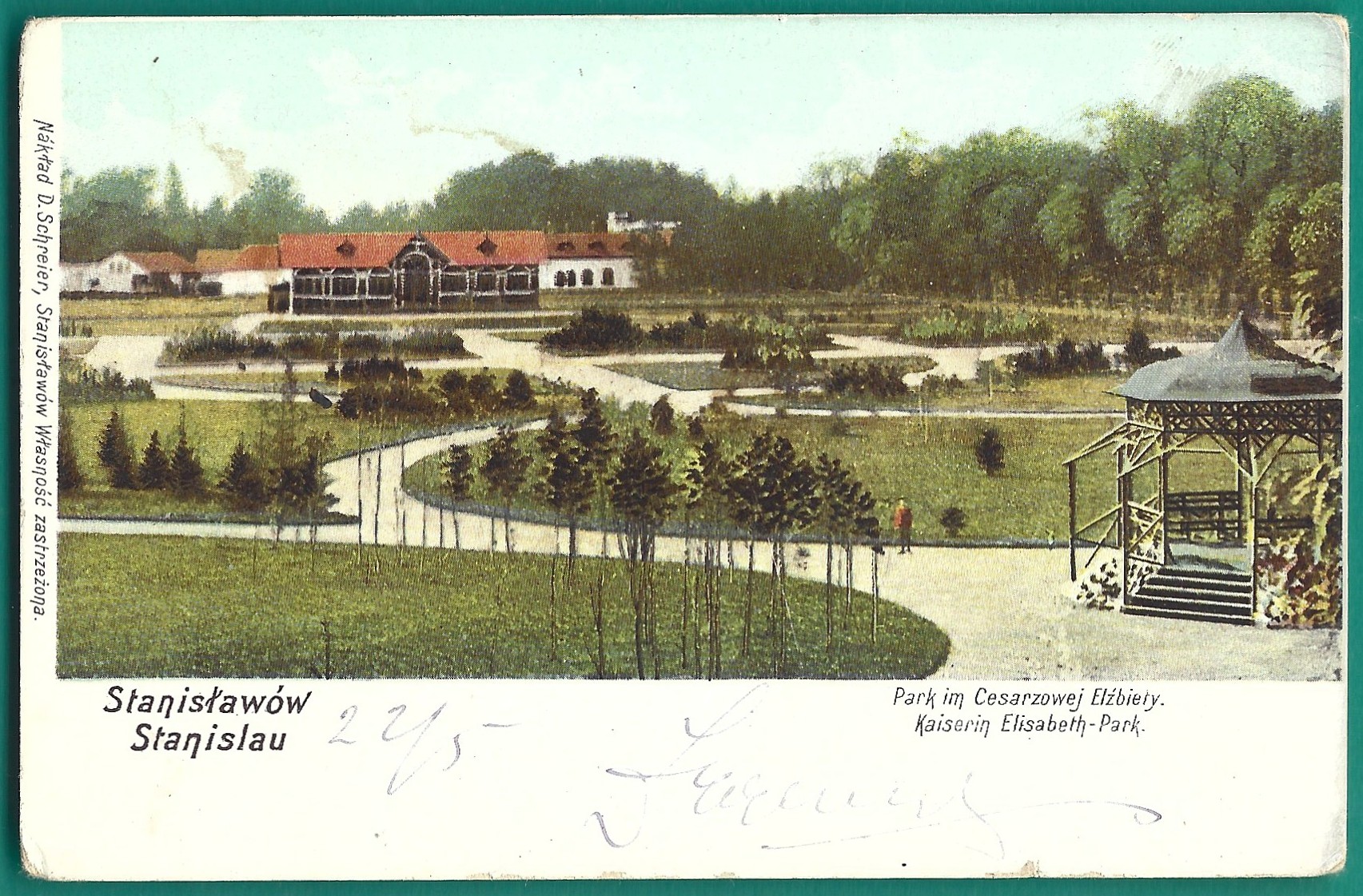 Pocztówka - STANISŁAWÓW. Park im. Cesarzowej Elżbiety