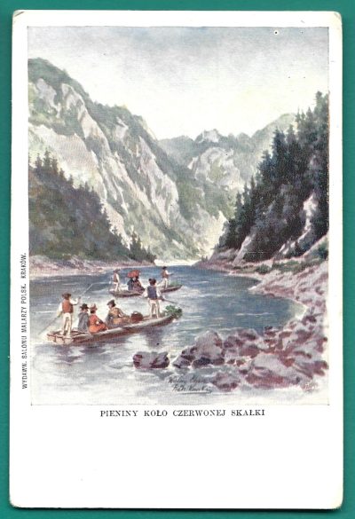 Pocztówka - PIENINY KOŁO CZERWONEJ SKAŁKI - mal. Walery Eljasz Radzikowski