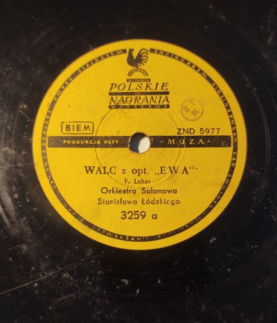 Płyta szelakowa MUZA – WALC z opt. "EWA" oraz walc "SYRENI CZAR"