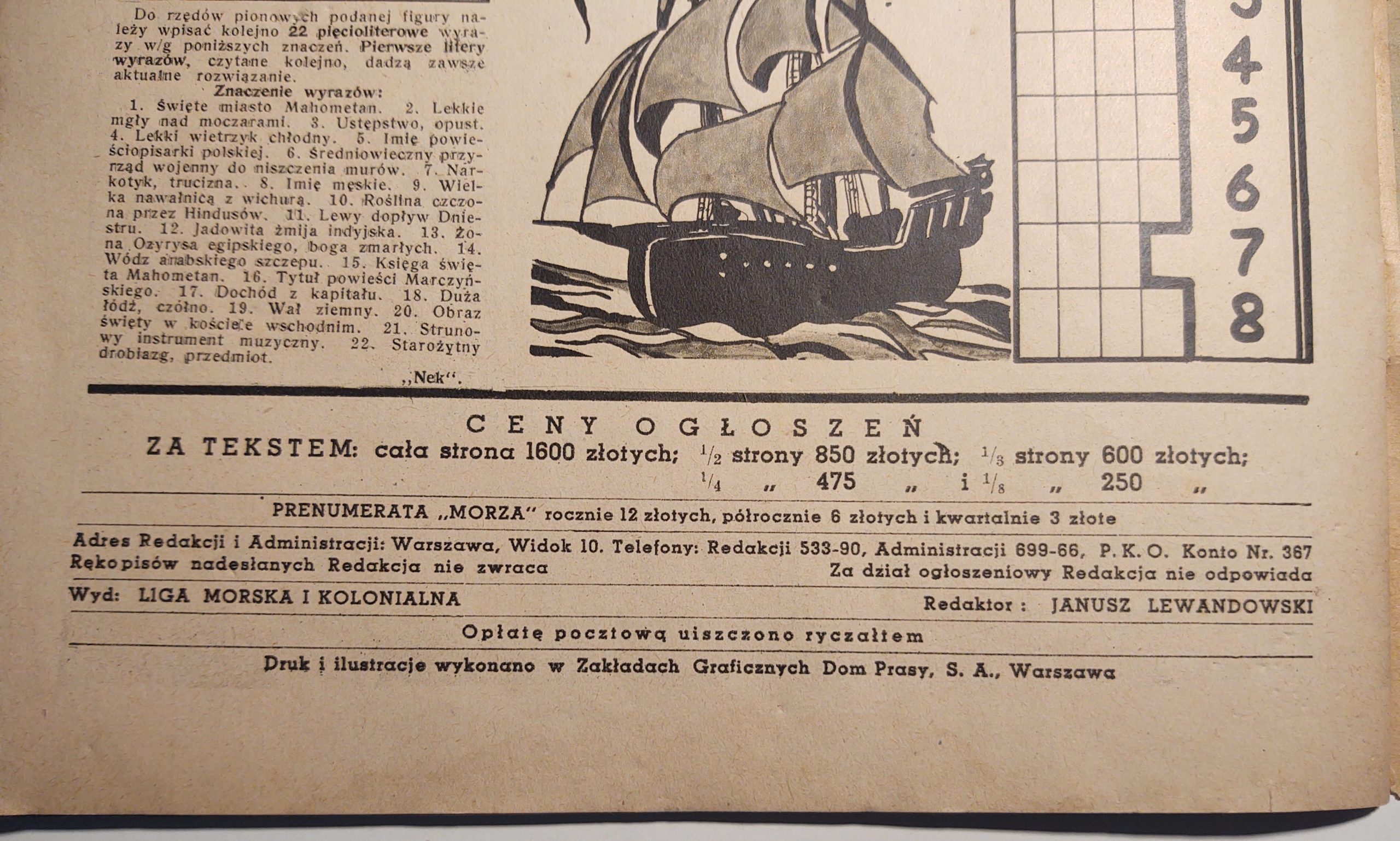 Czasopismo "Morze i kolonie" - Zeszyt 3, marzec 1939 r.