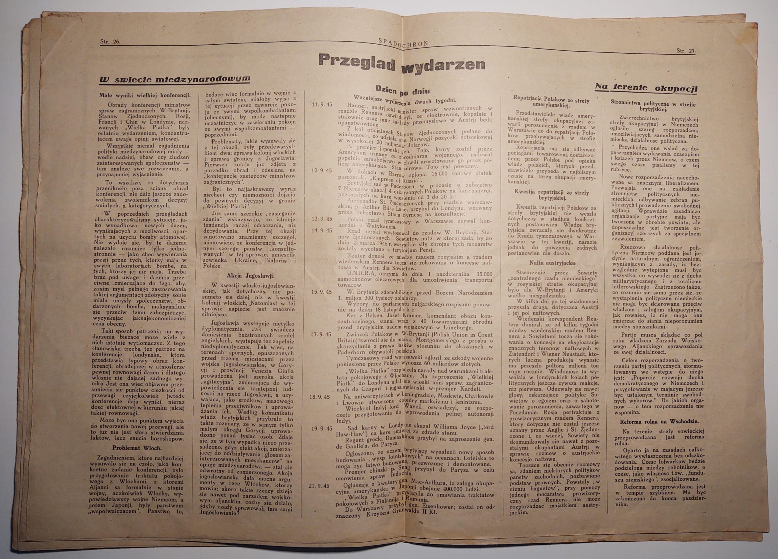 Czasopismo "SPADOCHRON. Pismo Żołnierzy 1. Samodzielnej Brygady Spadochronowej" - Nr. 26, 1945 r.