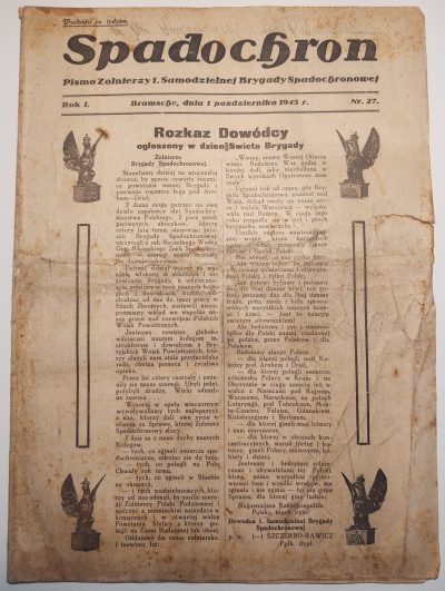 Czasopismo "SPADOCHRON. Pismo Żołnierzy 1. Samodzielnej Brygady Spadochronowej" - Nr. 27, 1945 r.