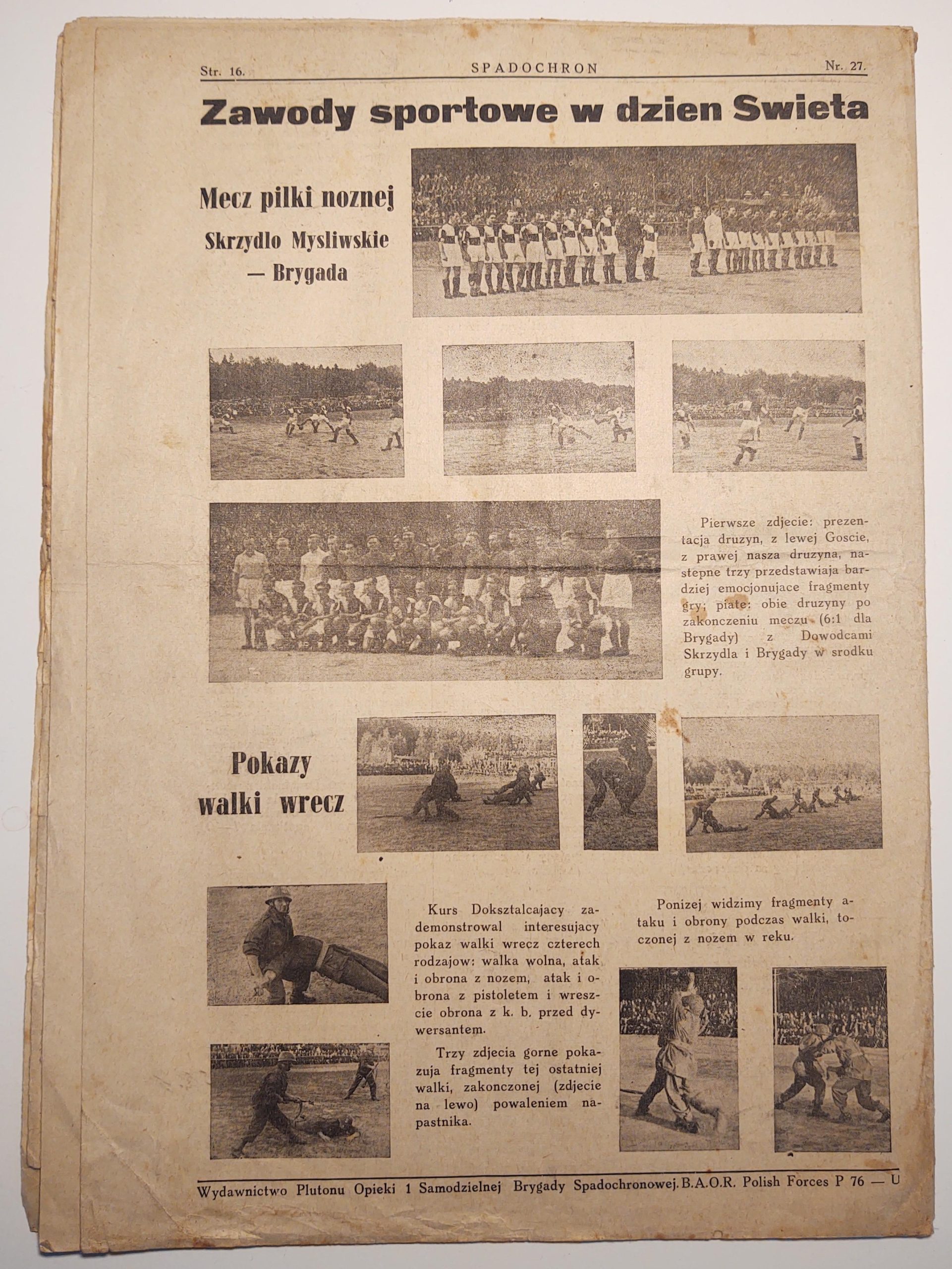 Czasopismo "SPADOCHRON. Pismo Żołnierzy 1. Samodzielnej Brygady Spadochronowej" - Nr. 27, 1945 r.