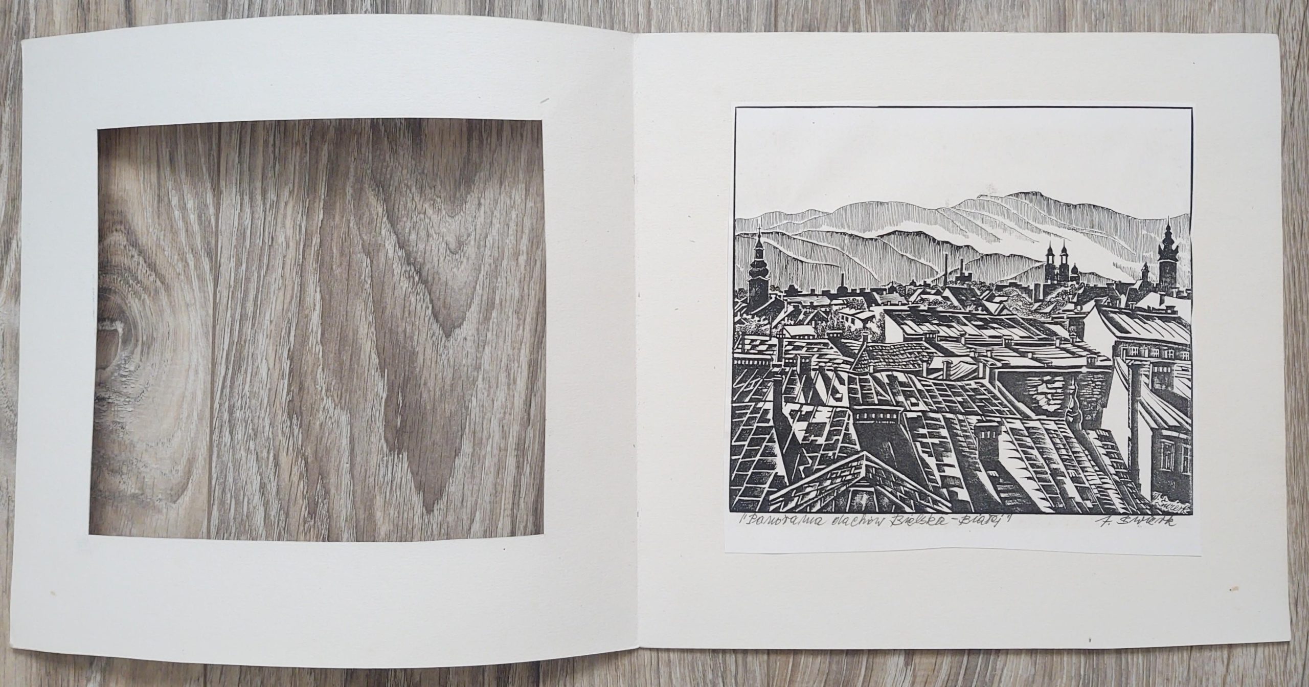 Grafika "Panorama dachów Bielska-Białej" J. Świerk