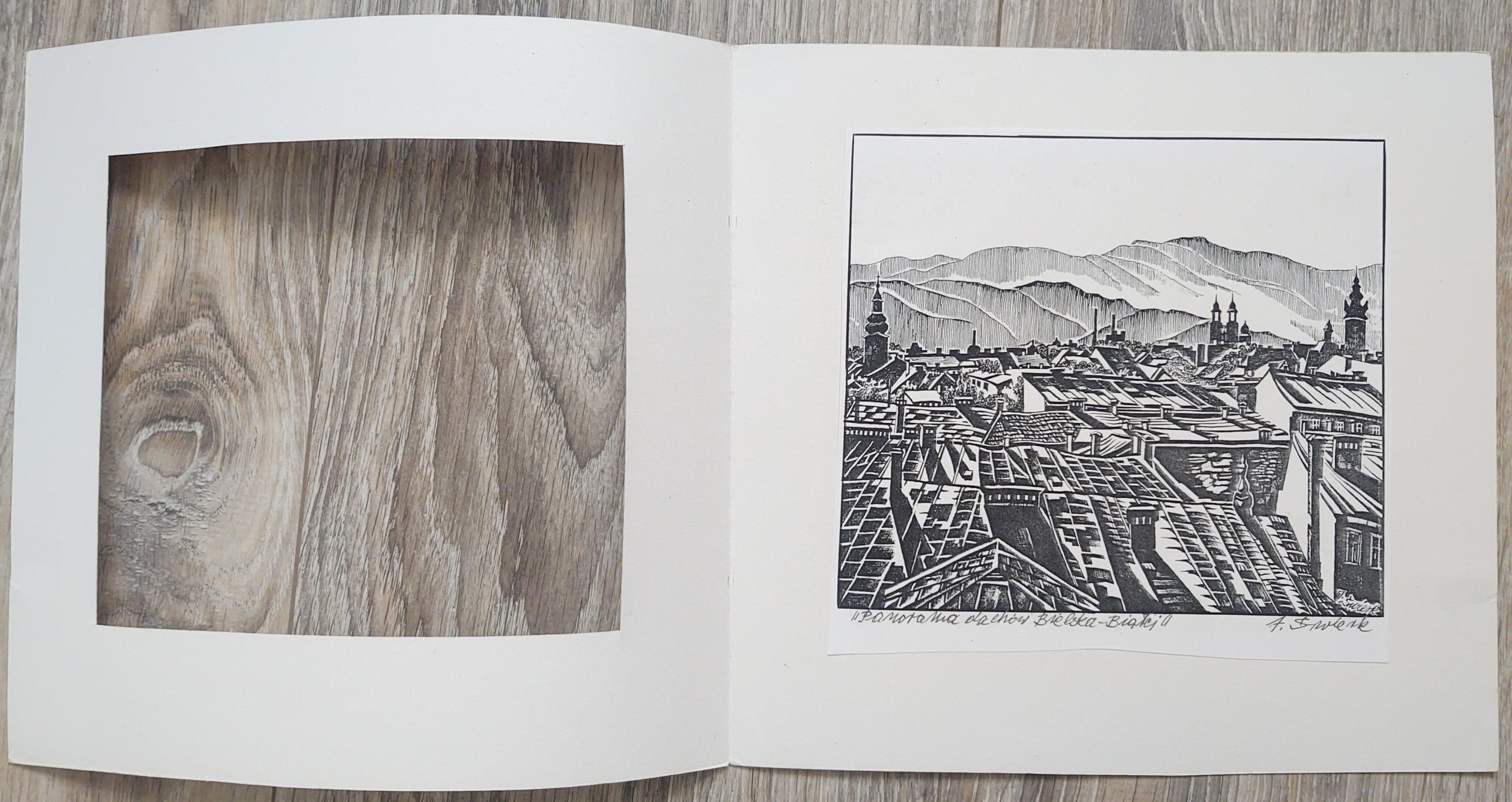 Grafika „Panorama dachów Bielska-Białej” Józef Świerk