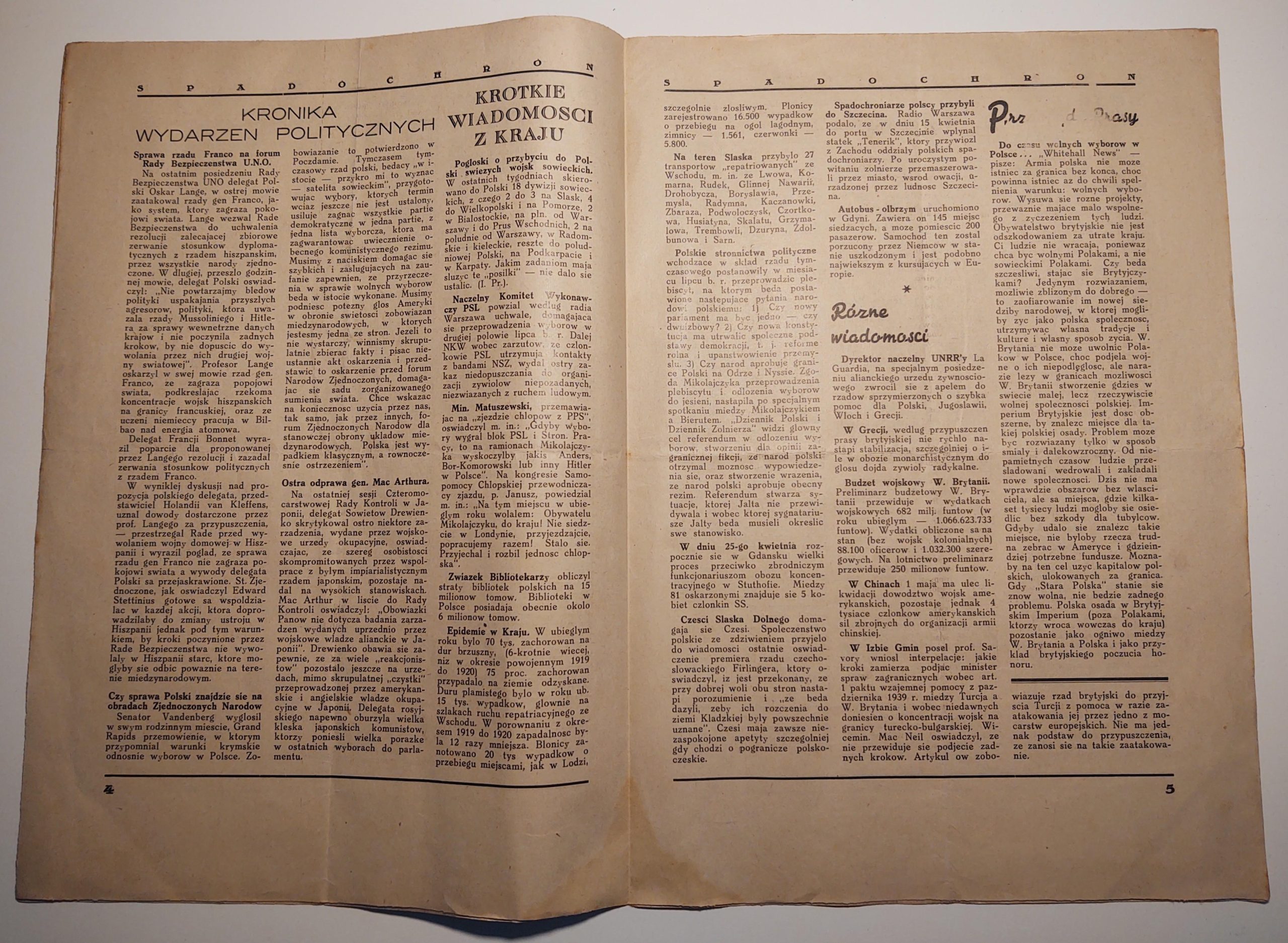 Czasopismo "SPADOCHRON. Pismo Żołnierzy 1. Samodzielnej Brygady Spadochronowej" - Nr. 13, 1946 r.