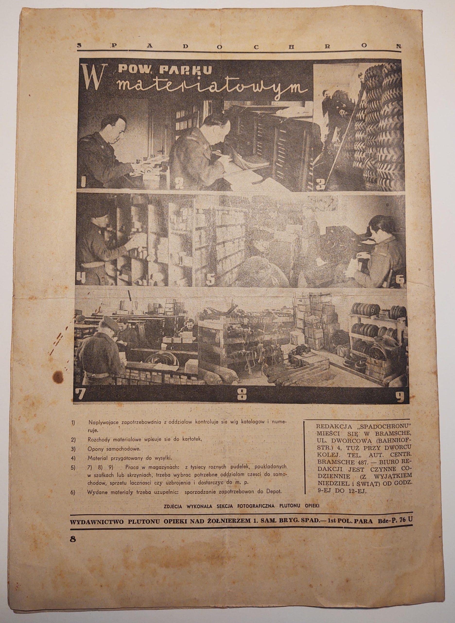 Czasopismo "SPADOCHRON. Pismo Żołnierzy 1. Samodzielnej Brygady Spadochronowej" - Nr. 13, 1946 r.
