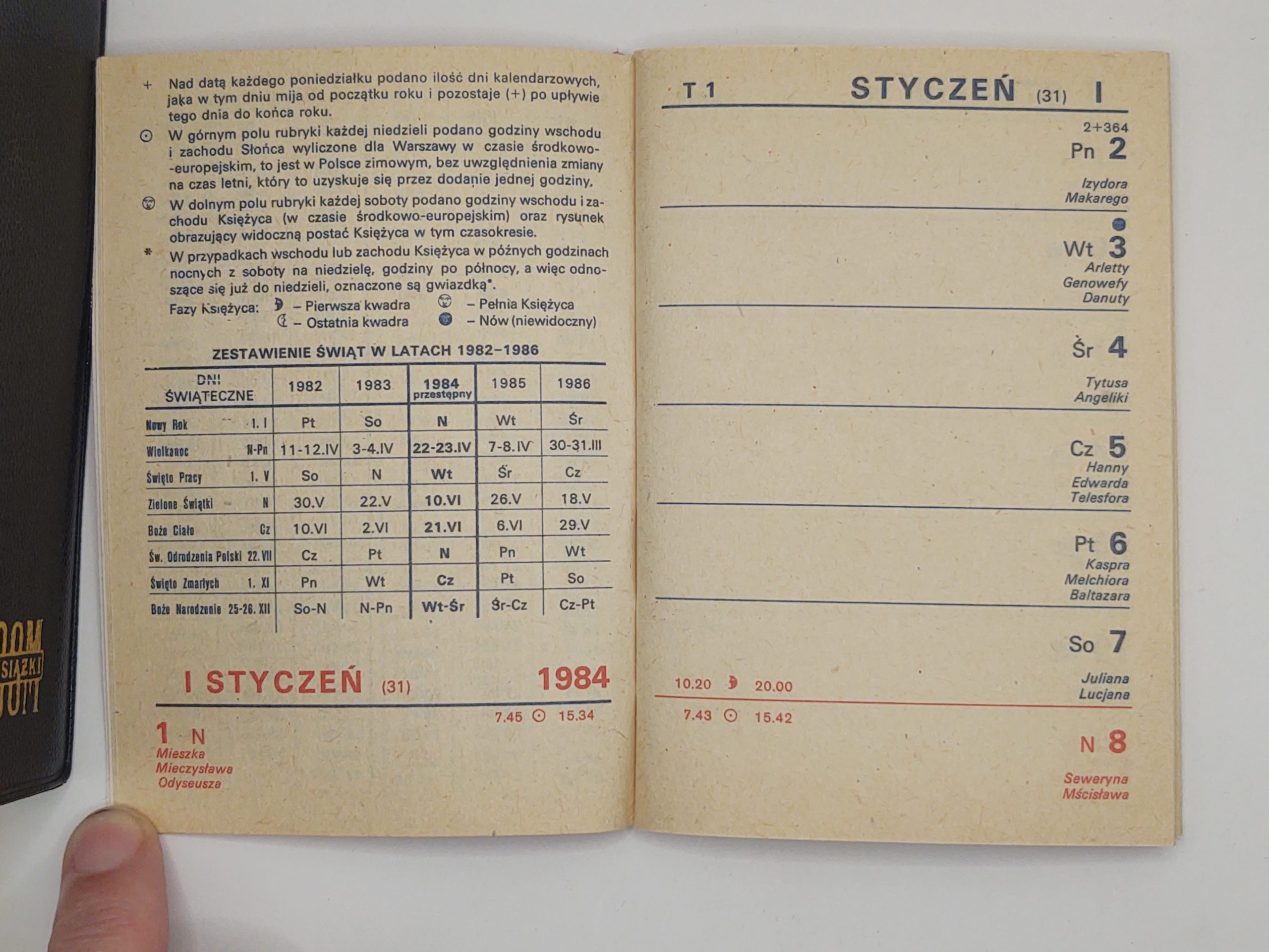 Kalendarzyk kieszonkowy 1984 rok - czysty, nieużywany