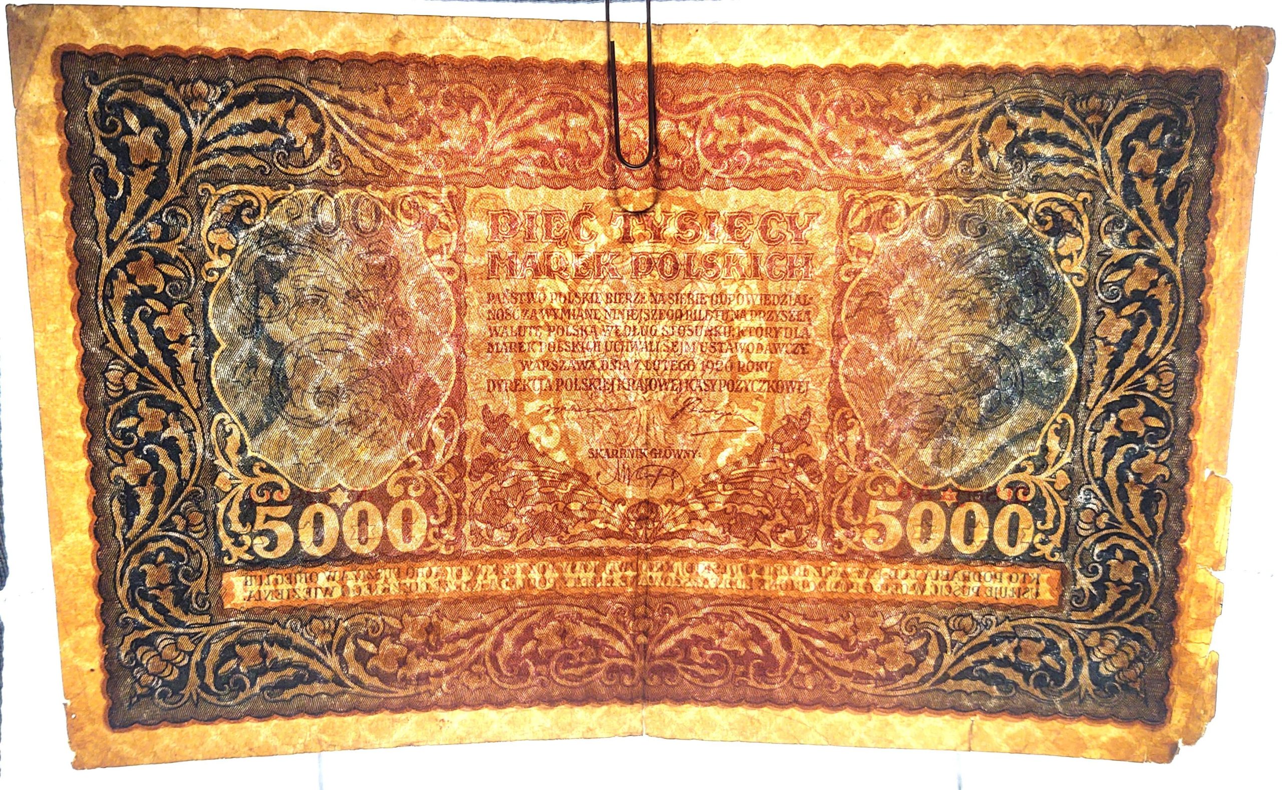 Banknot - PIĘĆ TYSIĘCY MAREK POLSKICH, 1920 r.