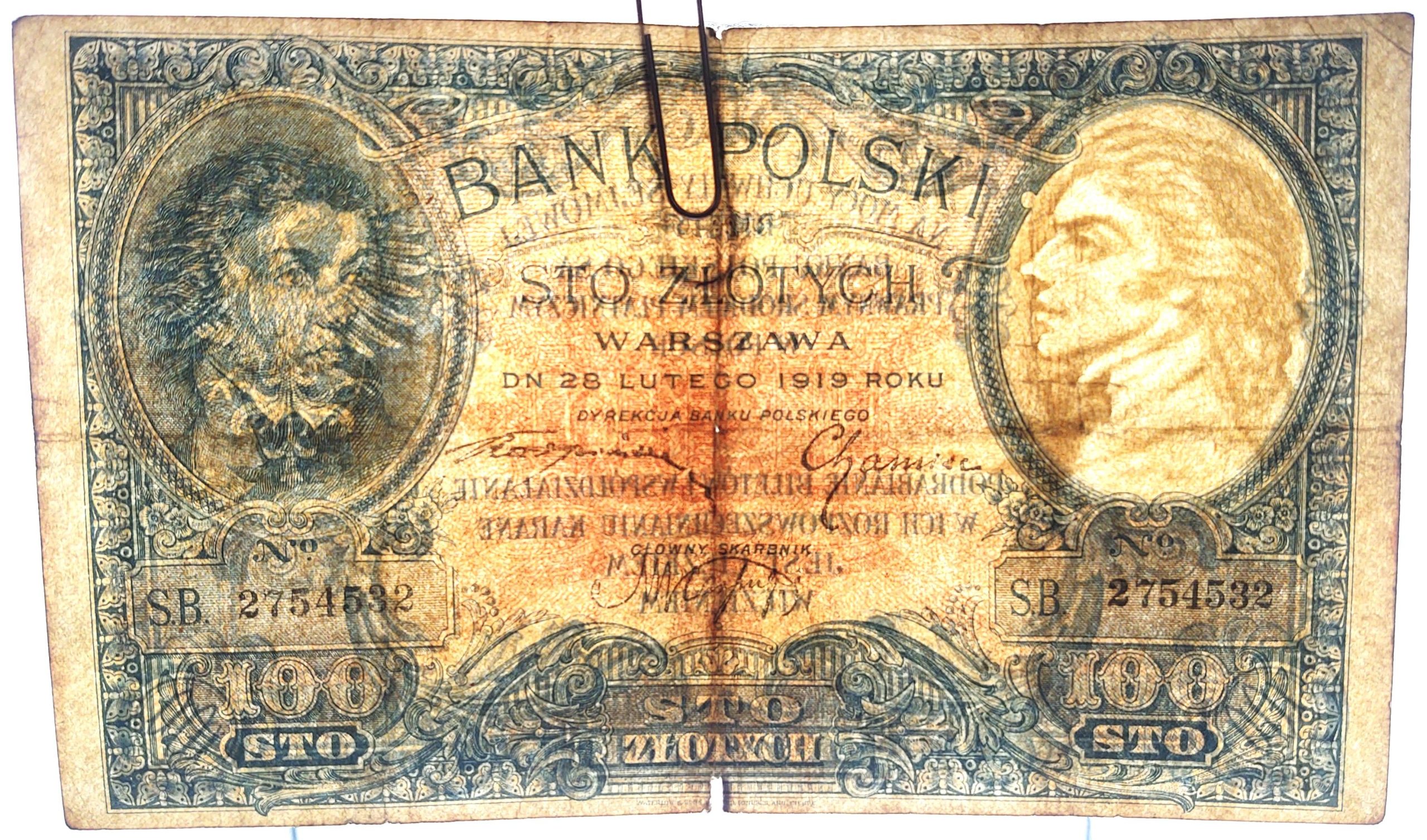 Banknot – 100 złotych, 1919 r.
