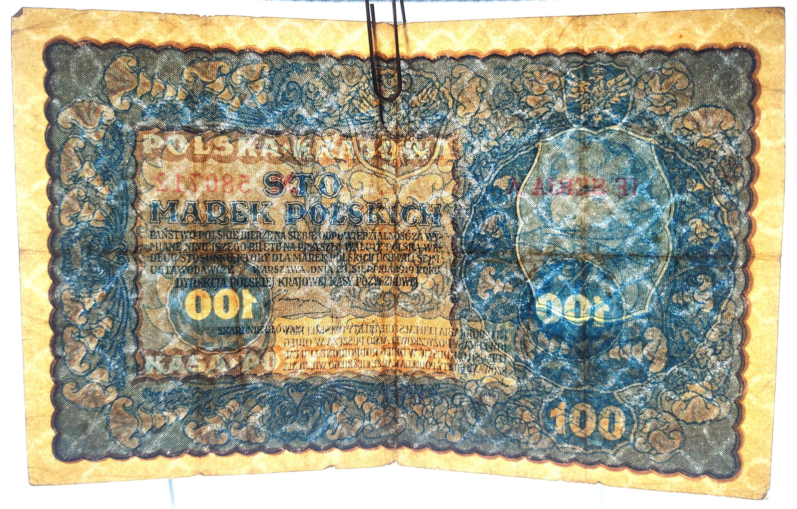 Banknot – STO MAREK POLSKICH, 1919 r.