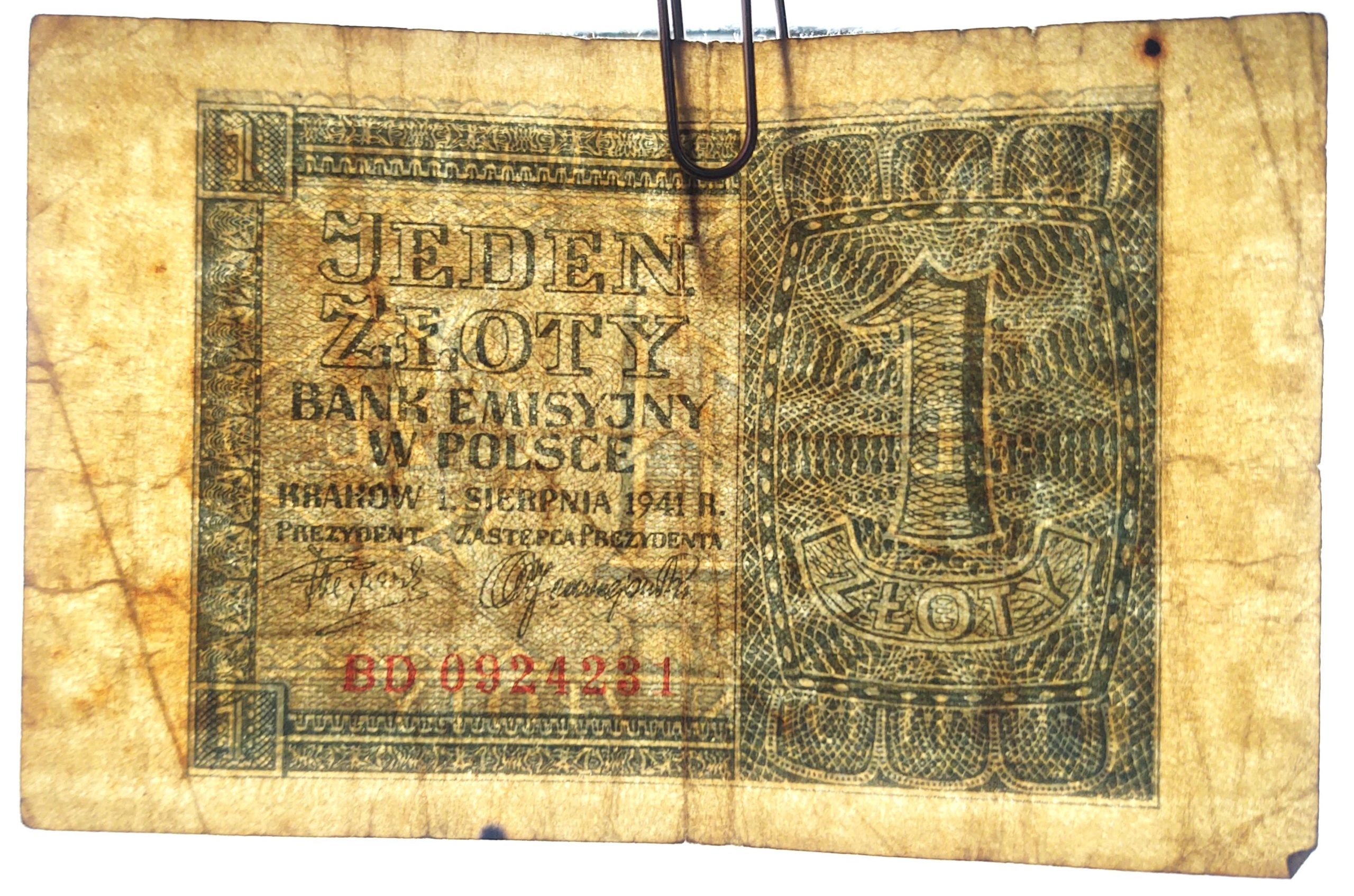 Banknot – 1 ZŁOTY, 1941 r.