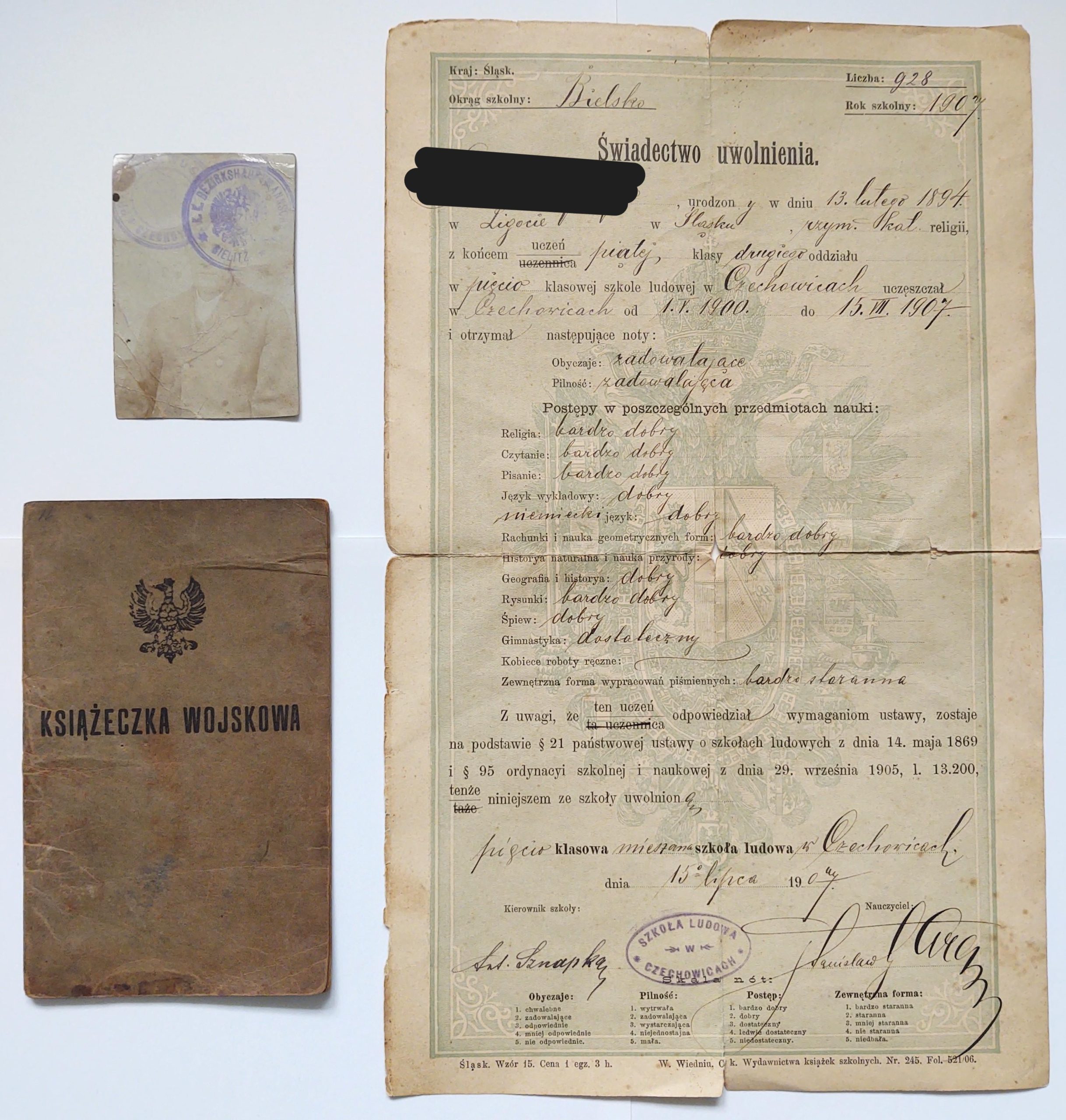 Książeczka Wojskowa - II RP oraz Świadectwo uwolnienia