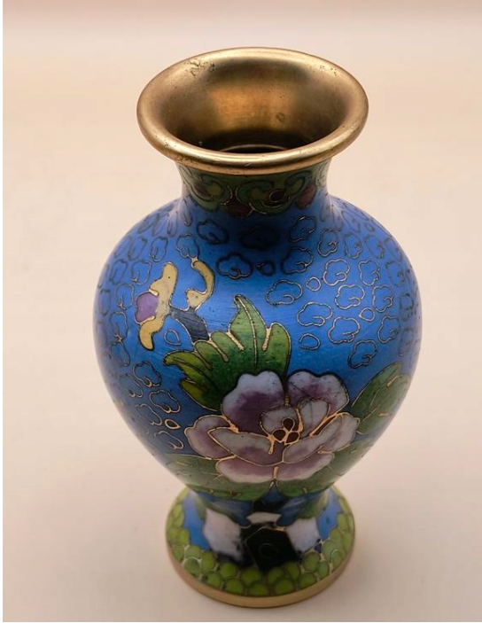 Wazon niebieski z emalią cloisonne – Chiny, XX wiek