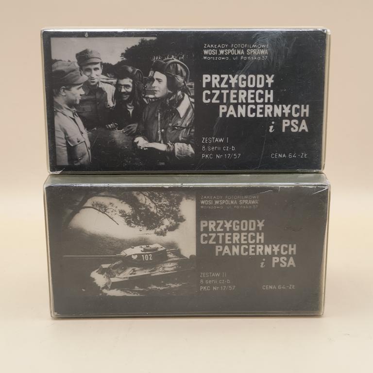 Zestaw filmów na projektor/rzutnik, PRL (16 przeźroczy) - "Przygody Czterech Pancernych i Psa”