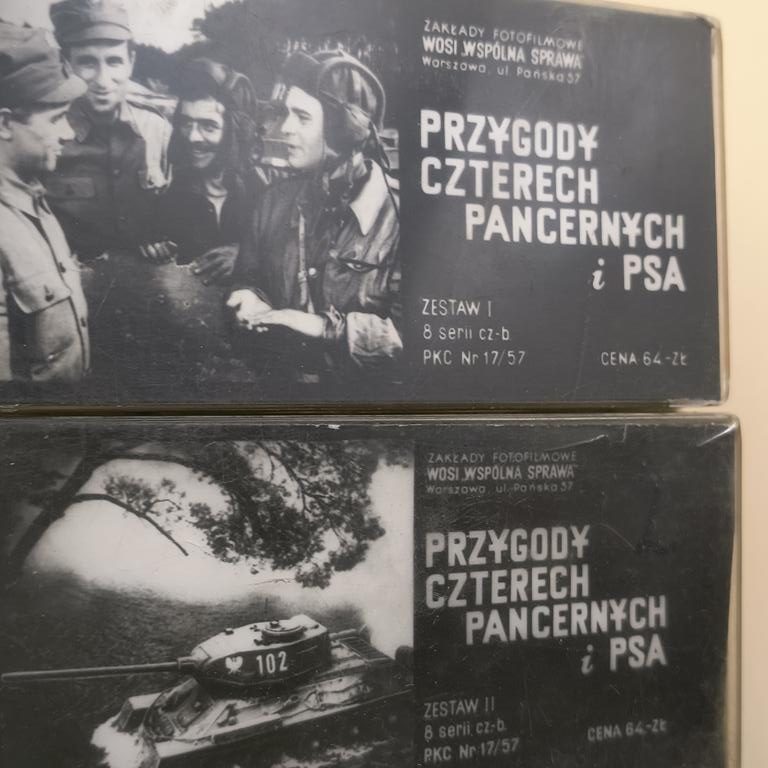 Zestaw filmów na projektor/rzutnik, PRL (16 przeźroczy) - "Przygody Czterech Pancernych i Psa”