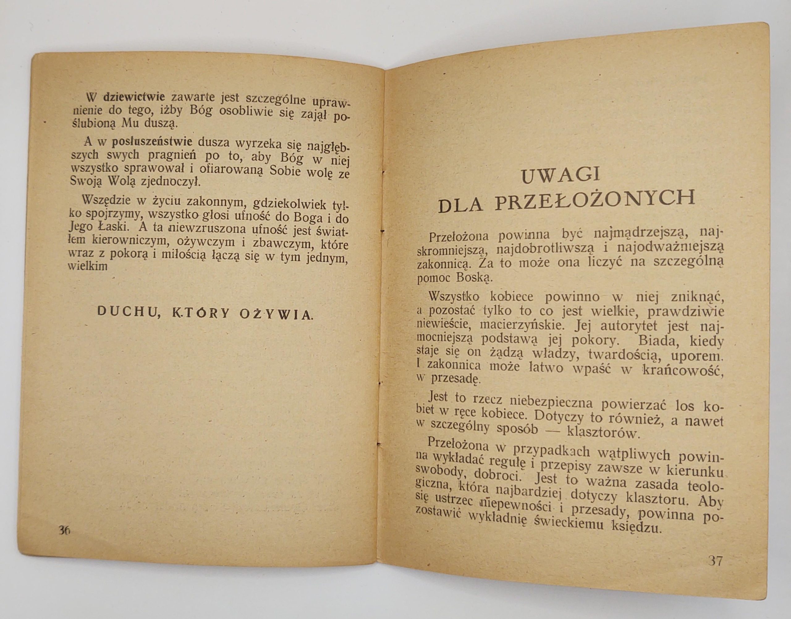 Książeczka "Duch który ożywia. Uwagi dla sióstr zakonnych i ich kierowników duchownych" Dr M. Kreuzer