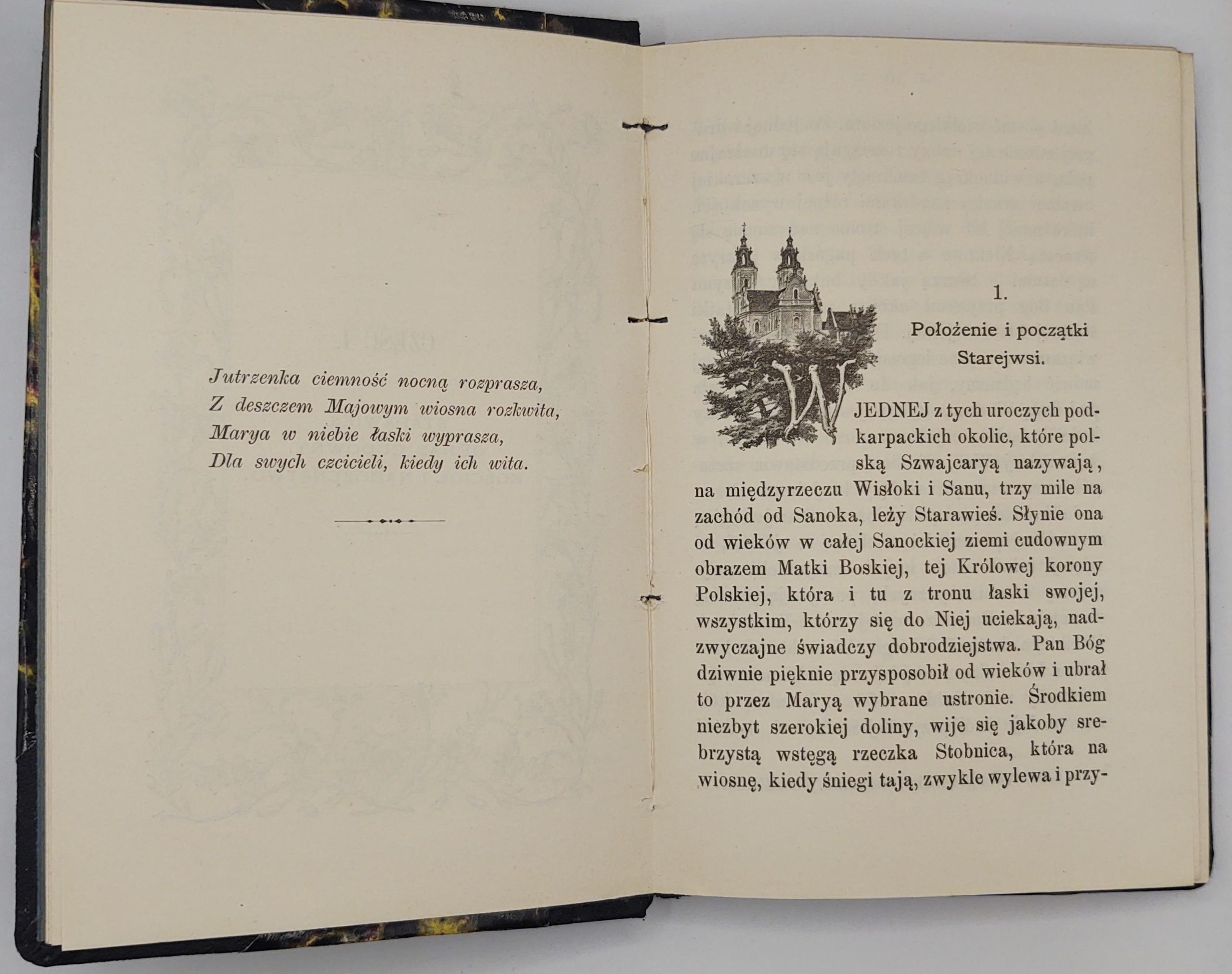 Książka "Cudowny obraz Matki Boskiej Starowiejskiej w Ziemi Sanockiej" Ks. W. Mrowiński T. J., 1895 r.