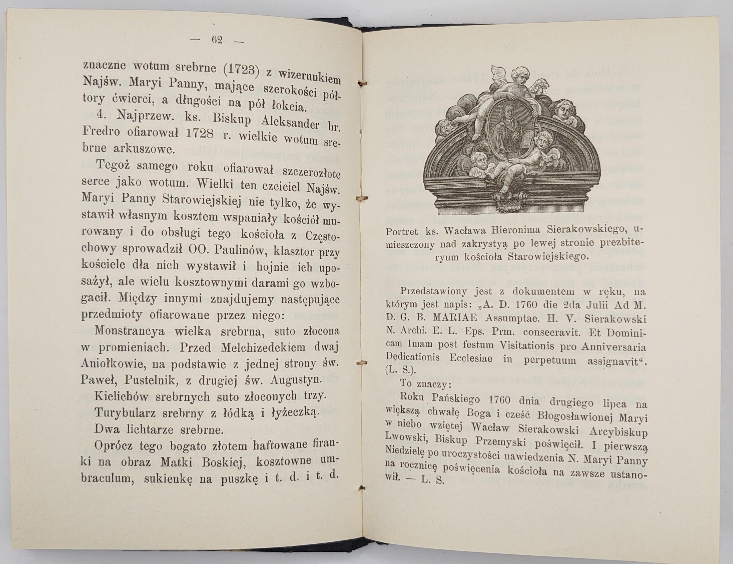 Książka "Cudowny obraz Matki Boskiej Starowiejskiej w Ziemi Sanockiej" Ks. W. Mrowiński T. J., 1895 r.