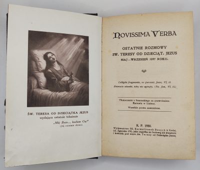 Książka "NOVISSIMA VERBA. Ostatnie rozmowy św. Teresy od Dzieciątka Jezus. Maj-wrzesień 1897 roku.", 1930 r.