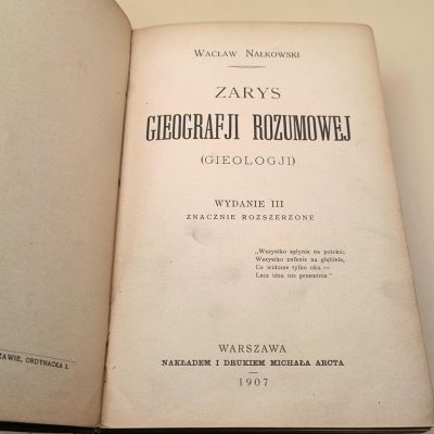 Książka "Zarys gieografji rozumowej (gieologji)" Wacław Nałkowski, 1907 r.