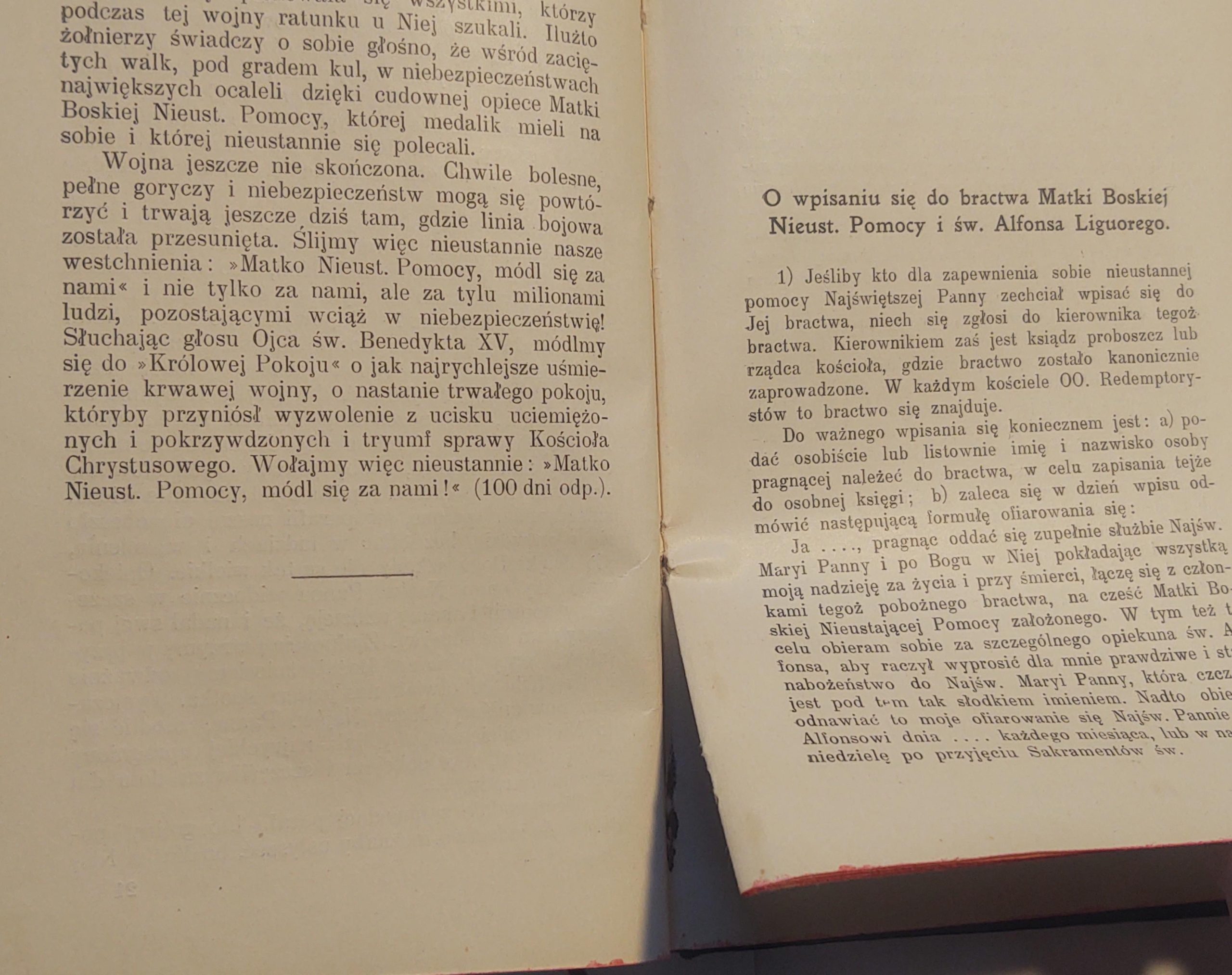 Książka "Historya cudownego obrazu Matki Boskiej Nieustającej Pomocy" O. Bernard Łubieński, 1916 r.