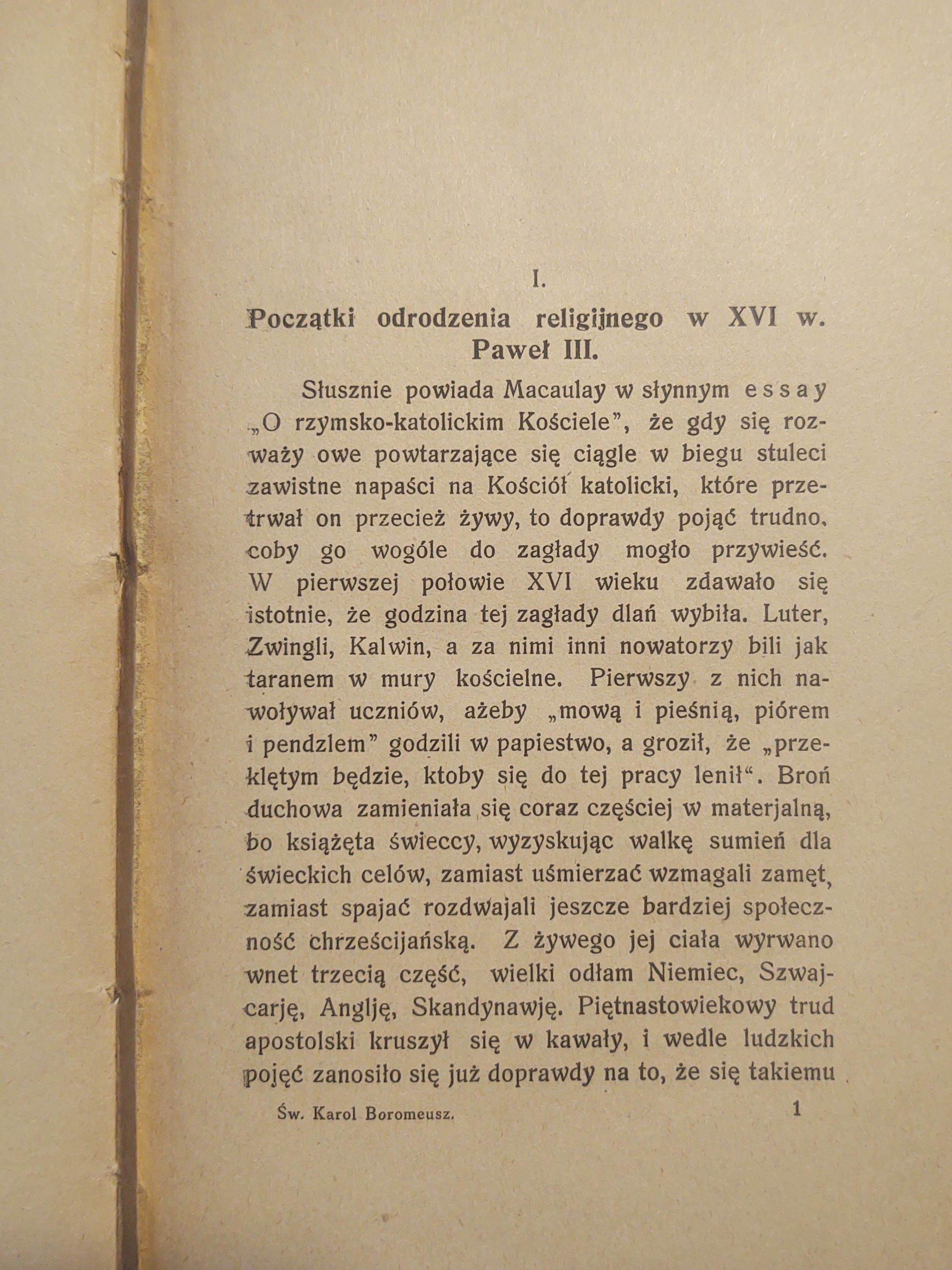 Książka "Św. Karol Boromeusz na tle odrodzenia religijnego w XVI wieku" Zdzisław Morawski, 1922 r.