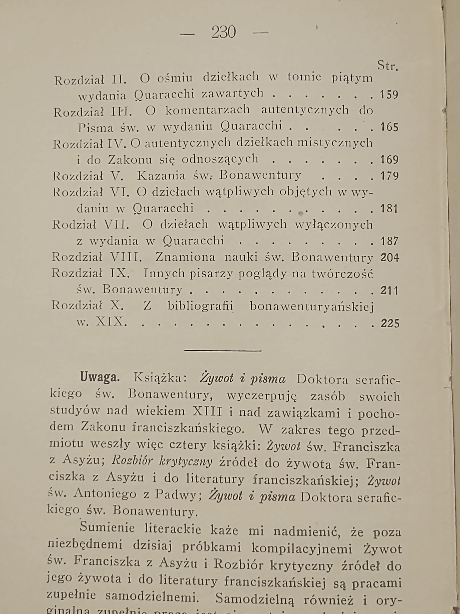 Książka "Żywot i pisma doktora serafickiego św. Bonawentury" Ks. Euzebiusz Stateczny O.F.M., 1915 r.