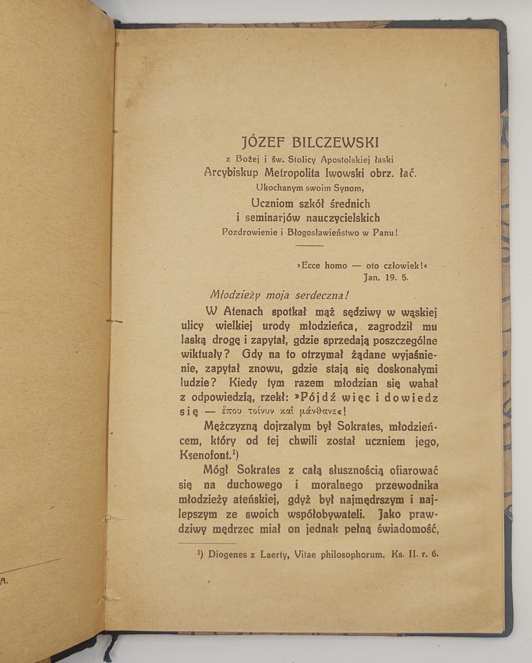 Książka "CHARAKTER. List pasterski Arcybiskupa Józefa Bilczewskiego ...", 1920 r.